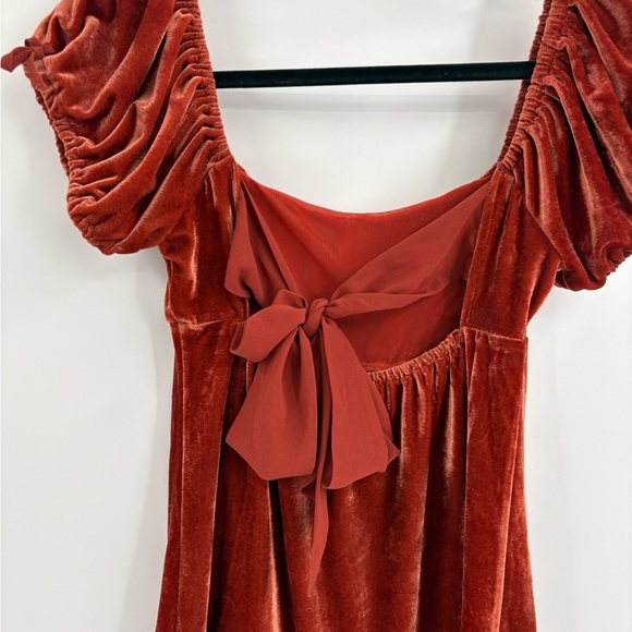 Urban outfitters velvet orange babydoll mini boho croquette fairy dress sz xs - Picture 8 of 14